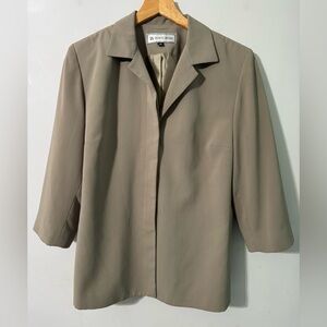 Vintage Travis Ayers Taupe Blazer jacket with 3/4 Sleeves size 12